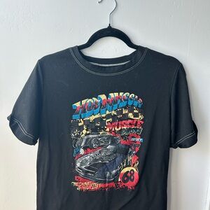 Black Graphic T-Shirt with Car Design